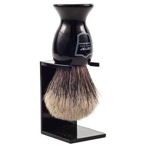 Parker Black Handle Pure Badger Shaving Brush & Stand