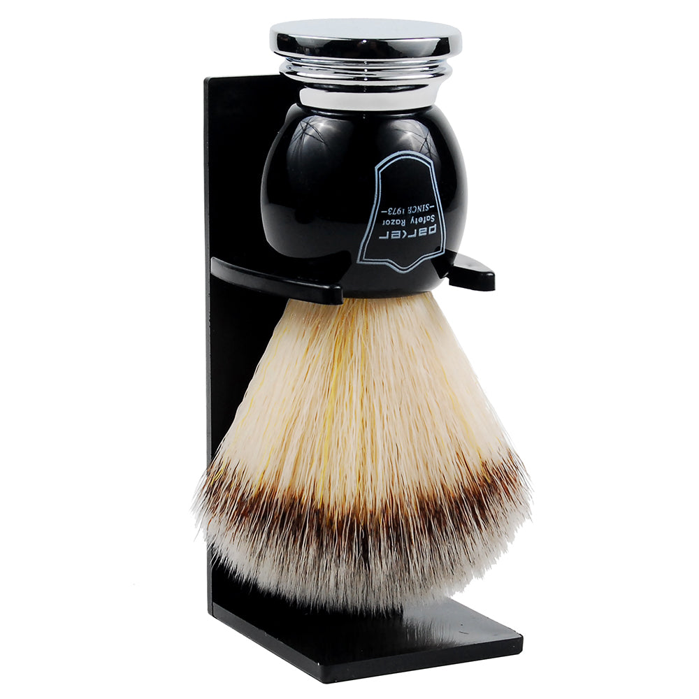 Parker Black and Chrome Handle Black Synthetic Shaving Brush