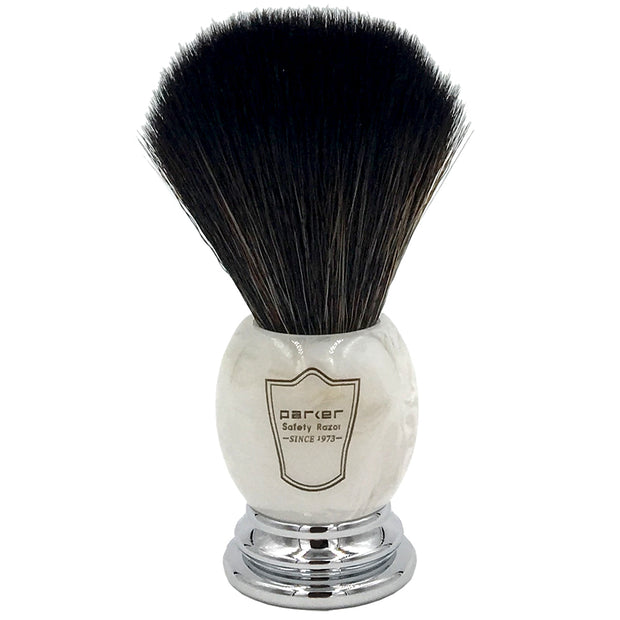 Parker Marbled Ivory Handle Black Synthetic Shaving Brush